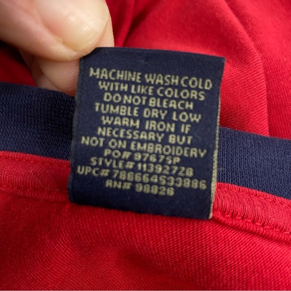 U.S. Polo Assn Red w/ Navy Blue Trim Cotton Short Sleeve Tee - Picture 7 of 7